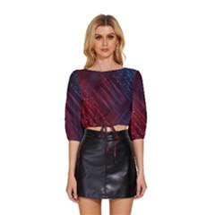Illustrations Space Purple Mid Sleeve Drawstring Hem Top by anzea