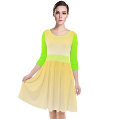 Gradient  Green, Yellow Quarter Sleeve Waist Band Dress by 2607694c