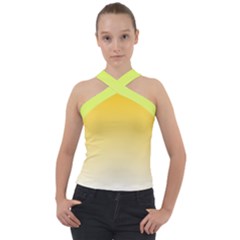 Gradient  Green, Yellow Cross Neck Velour Top by 2607694c