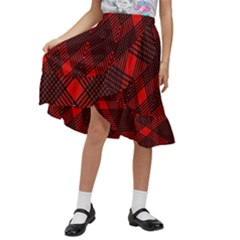 Muster Rot Schwarz Kids  Ruffle Flared Wrap Midi Skirt by 2607694c