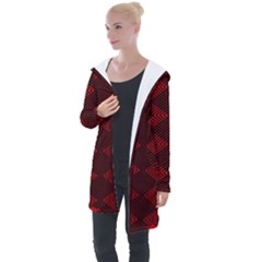 Pattern Black Red Longline Hooded Cardigan by 2607694c