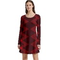 pattern black red Long Sleeve Velour Skater Dress View1