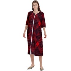 Pattern Red Black, Women s Cotton 3/4 Sleeve Nightgown by 2607694c