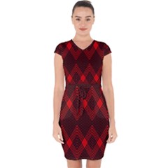 Pattern Red Black, Capsleeve Drawstring Dress  by 2607694c