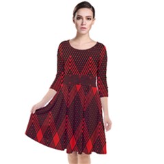 Pattern Red Black, Quarter Sleeve Waist Band Dress by 2607694c