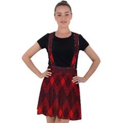 Pattern Red Black, Velvet Suspender Skater Skirt by 2607694c