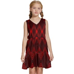 Pattern Red Black, Kids  Sleeveless Tiered Mini Dress by 2607694c