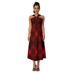 Pattern Red Black, Sleeveless Cross Front Cocktail Midi Chiffon Dress by 2607694c