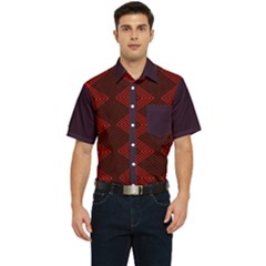 Pattern Rot Schwarz Men s Short Sleeve Pocket Shirt  by dedoma