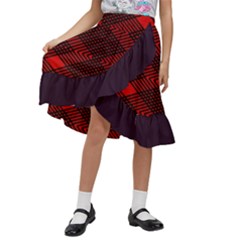 Pattern Rot Schwarz Kids  Ruffle Flared Wrap Midi Skirt by dedoma