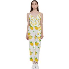 Illustrations Lemon Citrus Fruit Yellow V-neck Camisole Jumpsuit by anzea