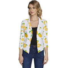 Illustrations Lemon Citrus Fruit Yellow Women s Casual 3/4 Sleeve Spring Jacket by anzea