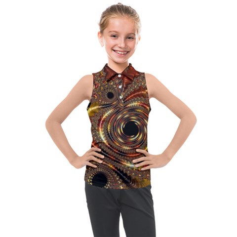 Geometric Art Fractal Abstract Art Kids  Sleeveless Polo T-shirt by Ndabl3x