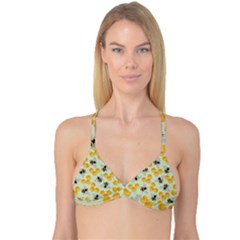 Bees Pattern Honey Bee Bug Honeycomb Honey Beehive Reversible Tri Bikini Top by Bedest