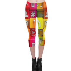 Colorful 3d Social Media Capri Leggings  by Ket1n9