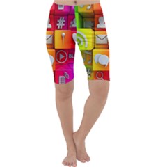 Colorful 3d Social Media Cropped Leggings  by Ket1n9