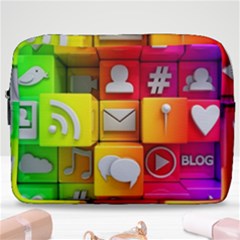 Colorful 3d Social Media Make Up Pouch (large) by Ket1n9