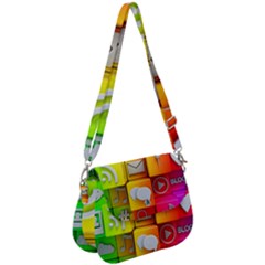 Colorful 3d Social Media Saddle Handbag by Ket1n9