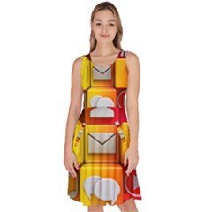 Colorful 3d Social Media Knee Length Skater Dress With Pockets by Ket1n9