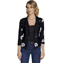 Skull Pattern Women s Casual 3/4 Sleeve Spring Jacket by Ket1n9