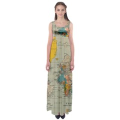 Vintage World Map Empire Waist Maxi Dress by Ket1n9