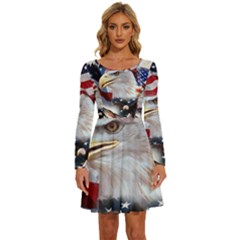 United States Of America Images Independence Day Long Sleeve Wide Neck Velvet Dress by Ket1n9