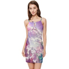 Clouds Multicolor Fantasy Art Skies Summer Tie Front Dress by Ket1n9