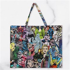 Vintage Horror Collage Pattern Zipper Large Tote Bag by Ket1n9