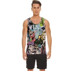 Vintage Horror Collage Pattern Men s Wide Collar Tank Top by Ket1n9