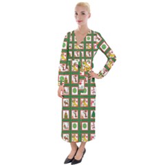 Christmas Paper Christmas Pattern Velvet Maxi Wrap Dress by Bedest