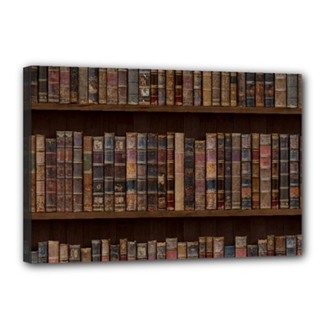 Old Bookshelf Orderly Antique Books Canvas 18  X 12  (stretched) by Ravend