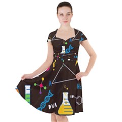 Science Lesson Flat Vector Seamless Pattern Cap Sleeve Midi Dress With Pockets by Loisa77