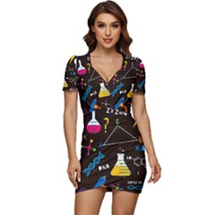 Science Lesson Flat Vector Seamless Pattern Low Cut Cap Sleeve Mini Dress by Loisa77