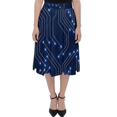 Seamless Pattern Of Glowing Circuit Board Neon Technology Classic Midi Skirt by Loisa77