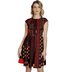 Red Circuit Board Texture Red Circuit Digital Texture Circuit Board Red Technology Cap Sleeve High Waist Dress by Loisa77