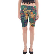 Illustrations Color Cat Flower Abstract Textures Orange Yoga Cropped Leggings by anzea