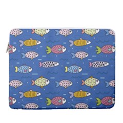 Sea Fish Blue Submarine Animals 15  Vertical Laptop Sleeve Case With Pocket