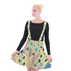 Plants Art Motif Flowers Suspender Skater Skirt by Loisa77