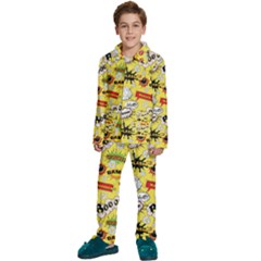 Cartoon Comics Pattern Kids  Long Sleeve Velvet Pajamas Set by Loisa77