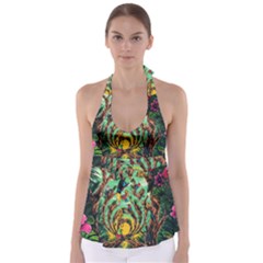 Monkey Tiger Bird Parrot Forest Jungle Style Tie Back Tankini Top by Grandong