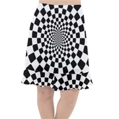 Geomtric Pattern Illusion Shapes Fishtail Chiffon Skirt by Grandong