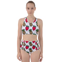 Strawberries Pineapples Fruits Racer Back Bikini Set by Loisa77