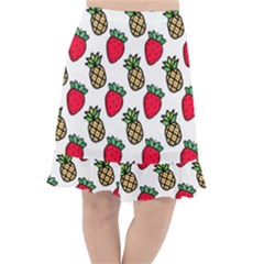 Strawberries Pineapples Fruits Fishtail Chiffon Skirt by Loisa77