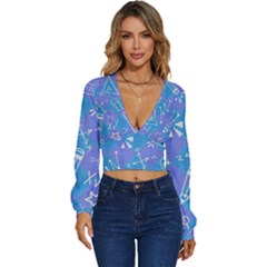 Background Abstract Texture Pattern Long Sleeve Deep-v Velour Top by Loisa77