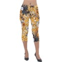 Leaf Yellow Point Flower White Lightweight Velour Capri Leggings  View1