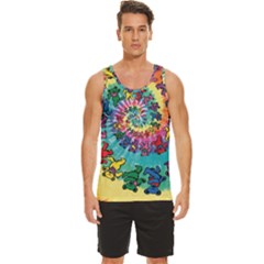 Tie Dye Grateful Dead Bears Men s Wide Collar Tank Top by Perong