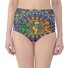 Dead Dancing Bears Grateful Dead Pattern Classic High-waist Bikini Bottoms by Grandong