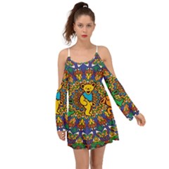 Dead Dancing Bears Grateful Dead Pattern Boho Dress by Grandong