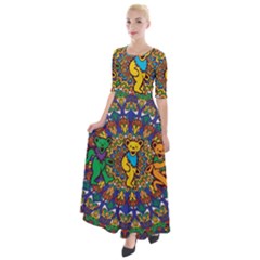 Dead Dancing Bears Grateful Dead Pattern Half Sleeves Maxi Dress by Grandong