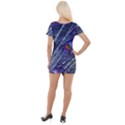 Peacock Bird Feathers Coloured Plumage Short Sleeve Asymmetric Mini Dress View2